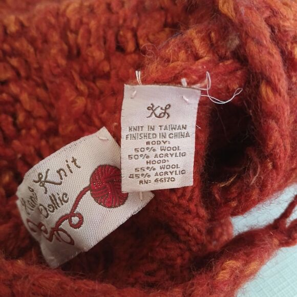 Cable Knit Sweater Lagenlook Hand Knit by Dollie Wool Flared Long Sleeve Buttons - Picture 11 of 11